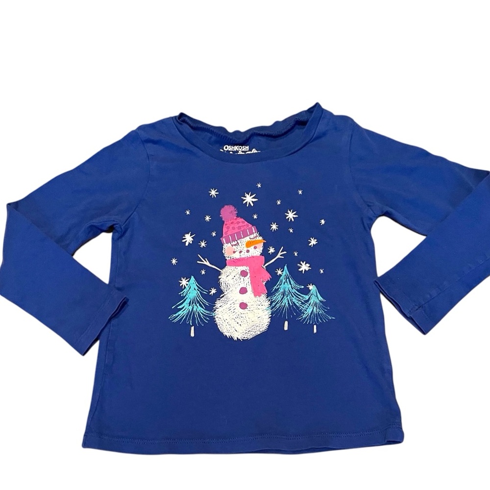 ** 2 for $20** Oshkosh long sleeve blue snowman shirt. Size 3T